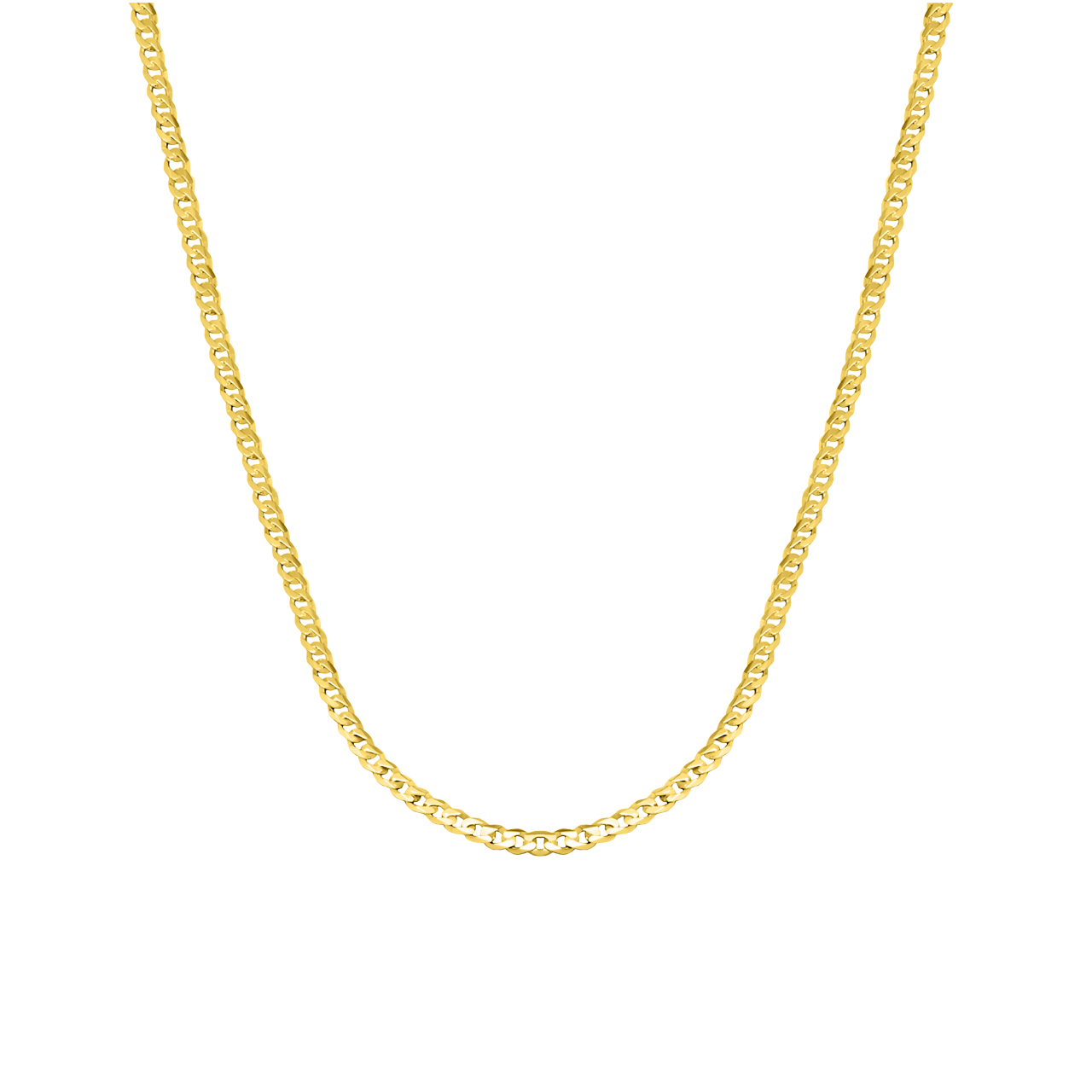 Curb Chain Necklace 2.1 mm Kari, 925 Sterling Silver, gold-plated