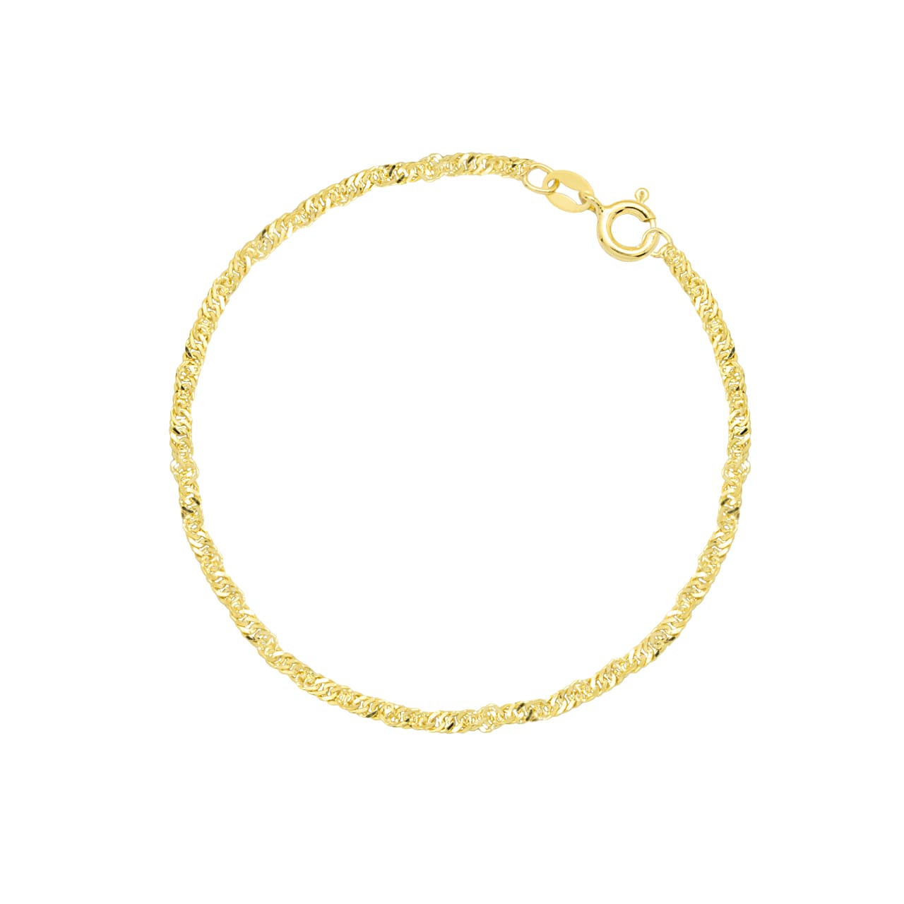 Pulsera Singapur 2.0 mm, Plata de ley 925, chapado en oro